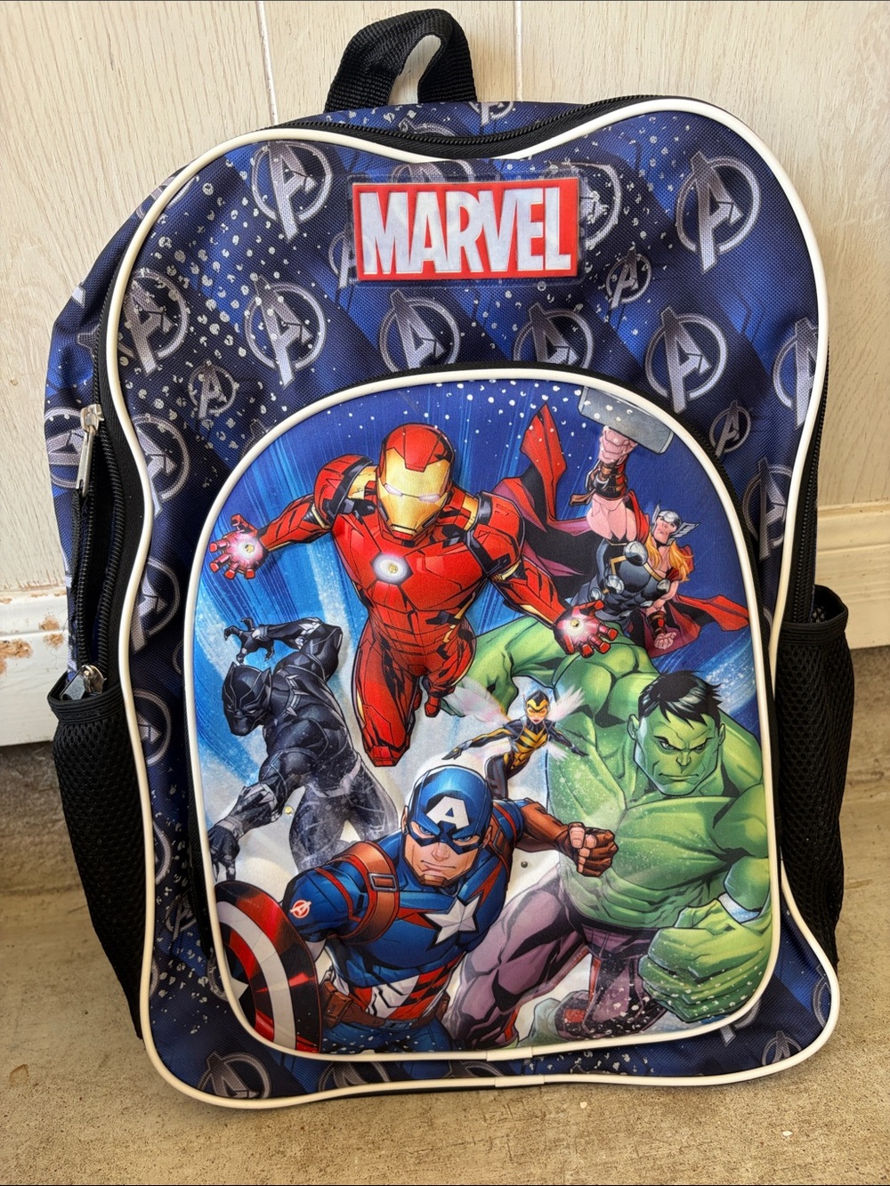 Marvel Blue Kids' Avengers Backpack with Red & Green Accents